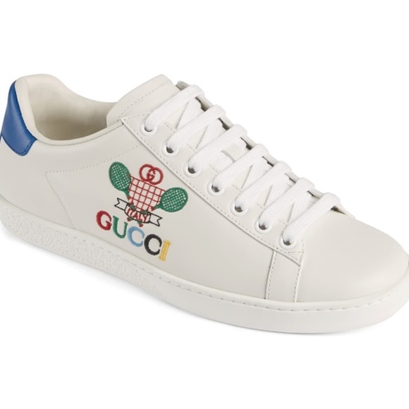 New Authentic GUCCI New Ace Embroidered Tennis Sneaker - Picture 1 of 12